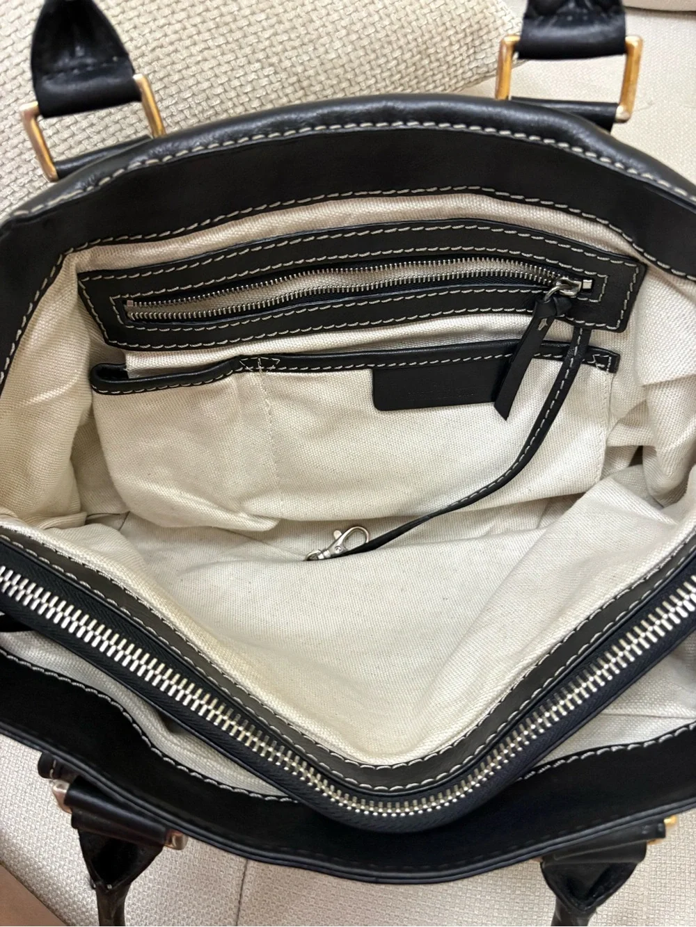 vintage Michael Kors black leather satchel bag